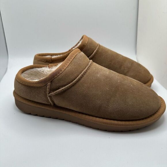 CUSHIONAIRE Women's Faux Shearling Genuine Suede cozy mule slippers +Memory Foam - Picture 1 of 7